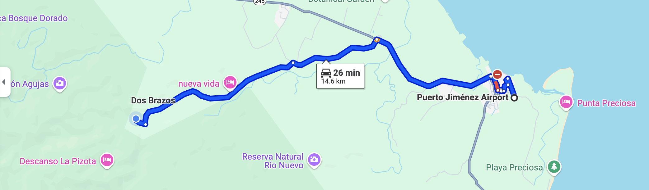 Map from Puerto Jiminez
