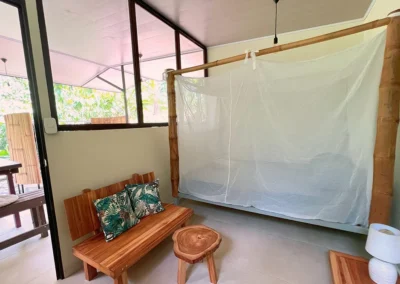 Double room in a cabin at Templo del Tigre retreat.