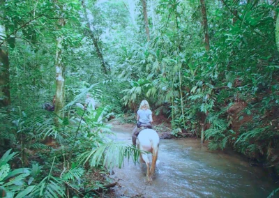 Horseback riding through the jungle trails of Dos Brazos near Templo del Tigre.