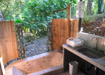 Marble cabin bath at jungle retreat Templo del Tigre.