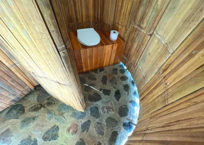 Spiral compost toilet made of teak and bamboo at Templo del Tigre eco-retreat.