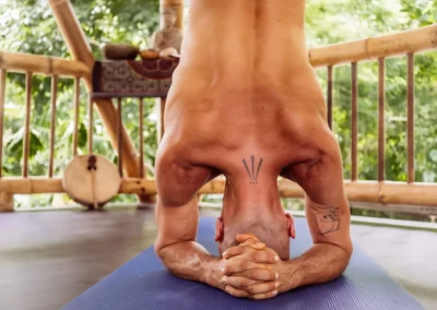 Practicing yoga during integration week at Templo del Tigre, a plant medicine retreat center in Costa Rica’s Osa Peninsula.